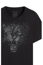 T-Shirt Cotton Fine Onçafari Shine Preto