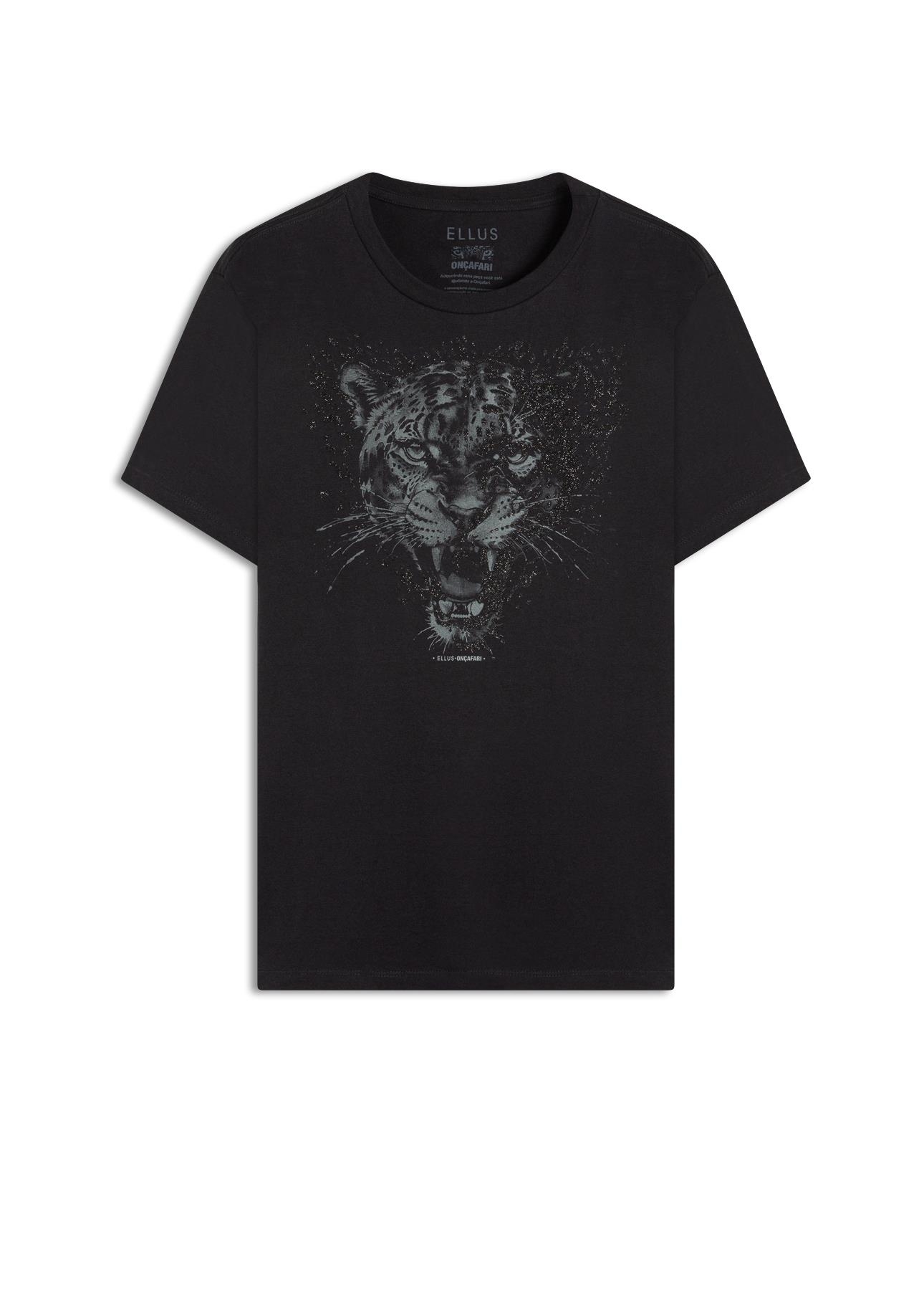 T-Shirt Cotton Fine Onçafari Shine Preto