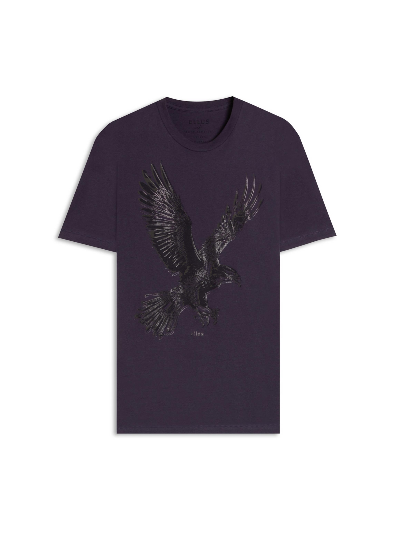 T-Shirt Cotton Fine Outline Eagle Classic Purple Blue