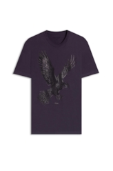 T-Shirt Cotton Fine Outline Eagle Classic Purple Blue