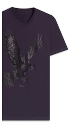 T-Shirt Cotton Fine Outline Eagle Classic Purple Blue
