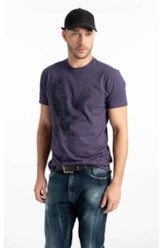 T-Shirt Cotton Fine Outline Eagle Classic Purple Blue
