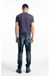 T-Shirt Cotton Fine Outline Eagle Classic Purple Blue