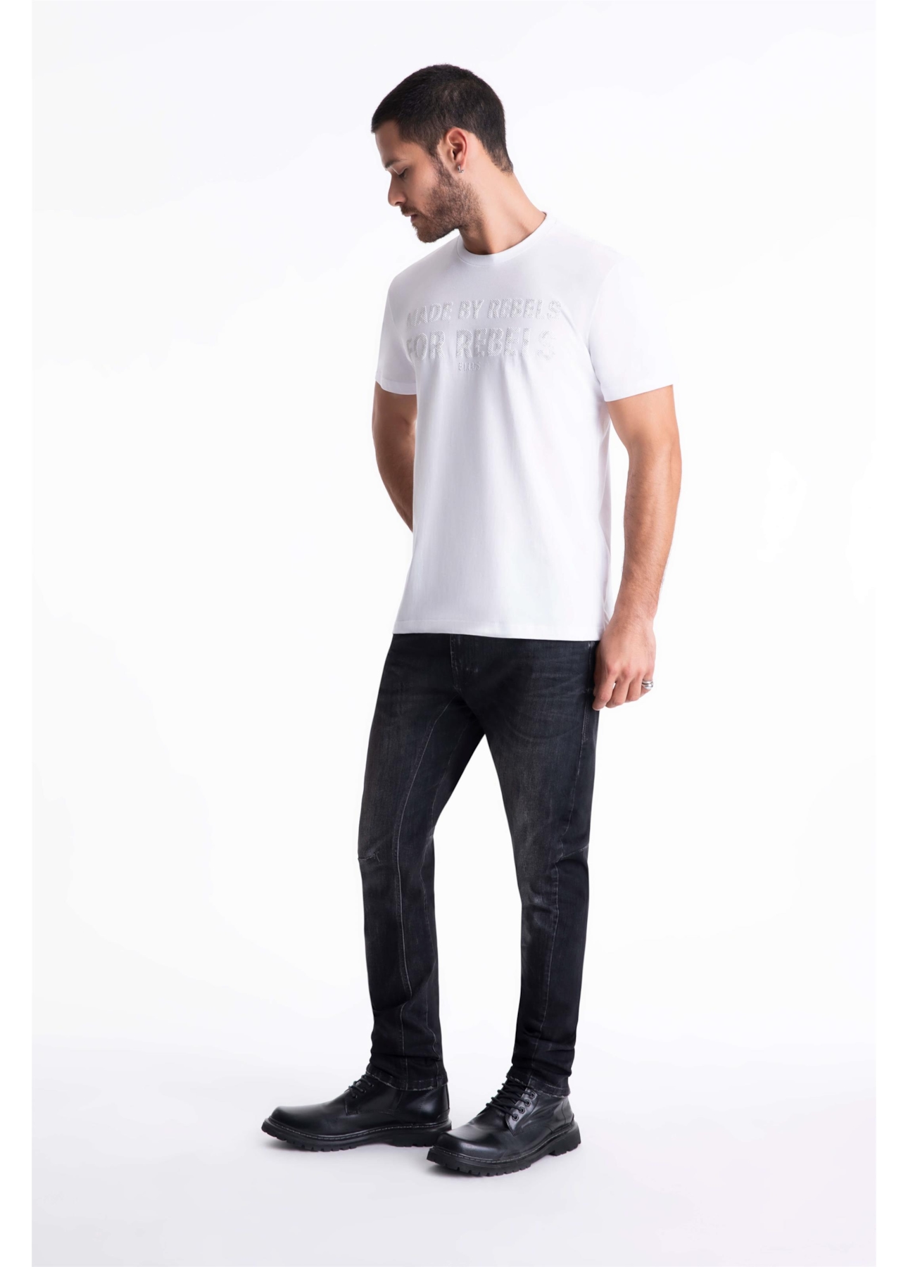 T-Shirt Cotton Fine Rebels Foil Classic Branco