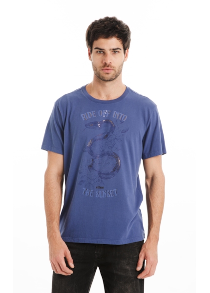 T-Shirt Cotton Fine Ride Off Classic Azul Jeans