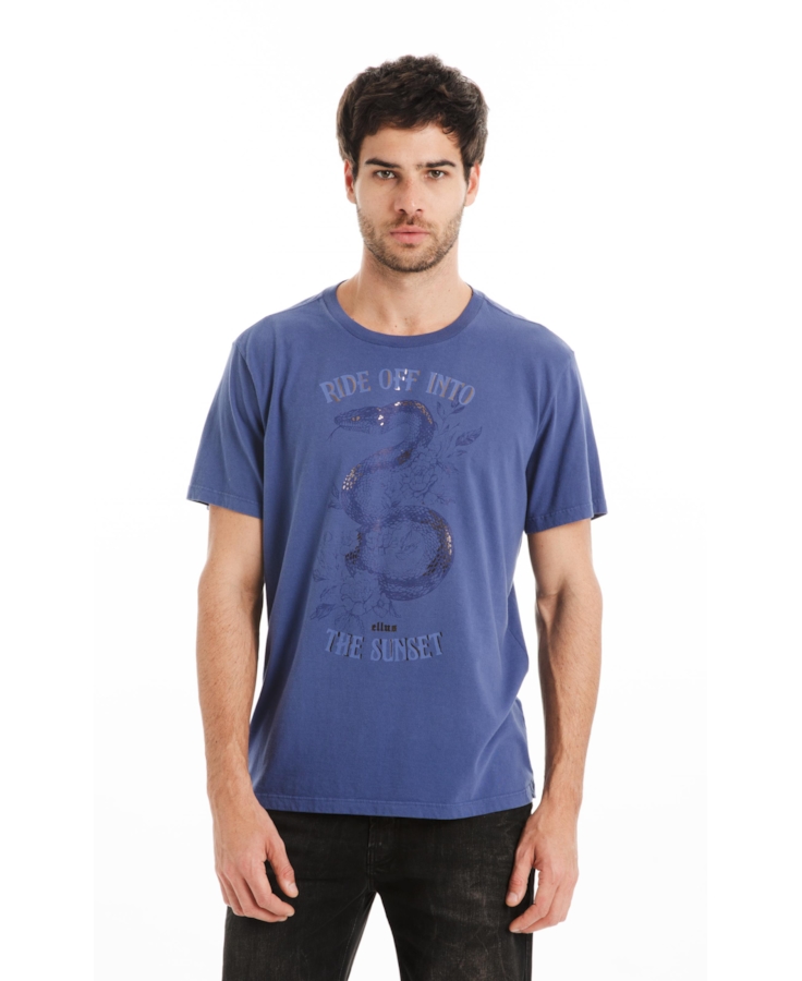 T-Shirt Cotton Fine Ride Off Classic Azul Jeans