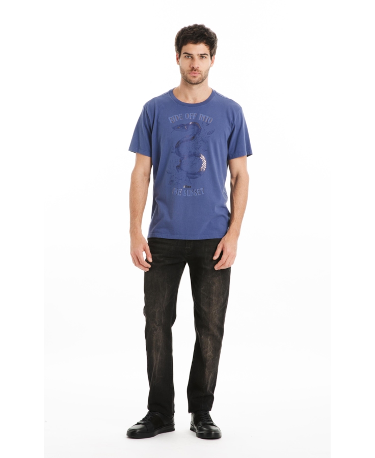 T-Shirt Cotton Fine Ride Off Classic Azul Jeans