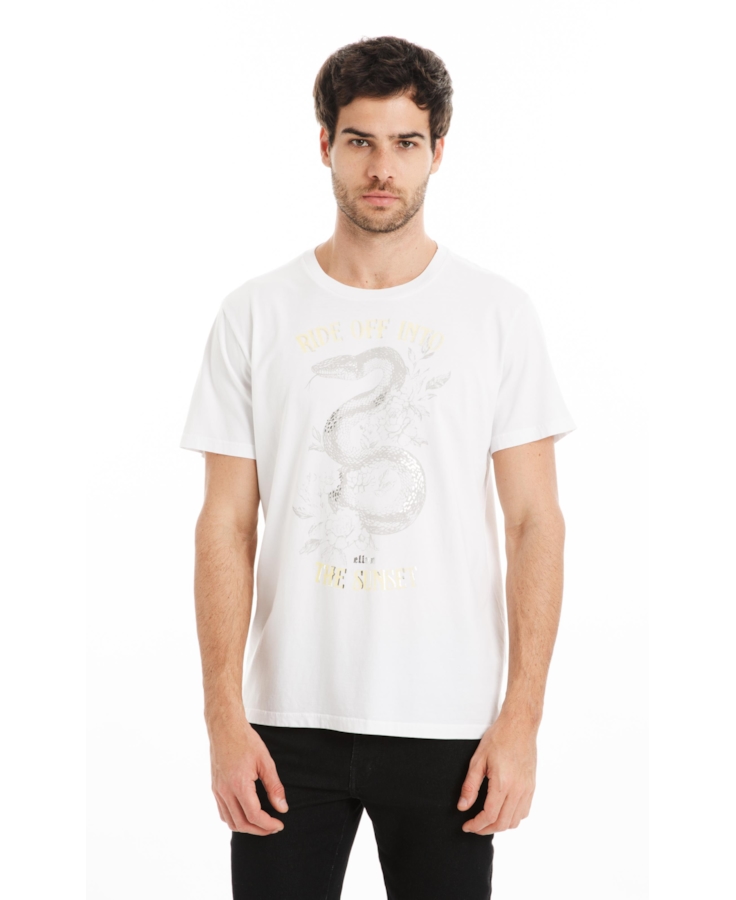 T-Shirt Cotton Fine Ride Off Classic Off White