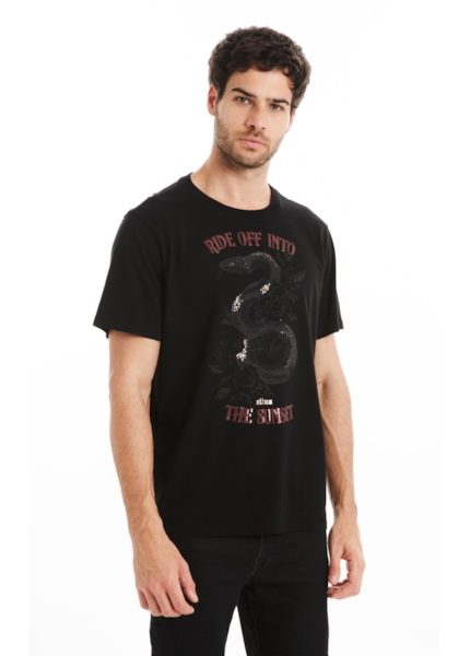 T-Shirt Cotton Fine Ride Off Classic Preto