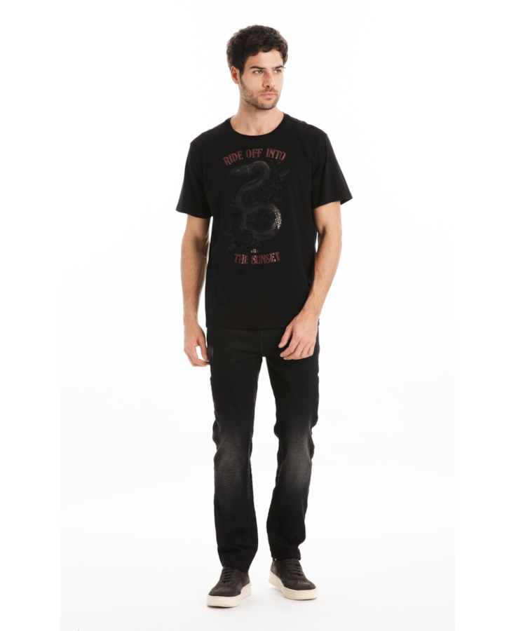 T-Shirt Cotton Fine Ride Off Classic Preto
