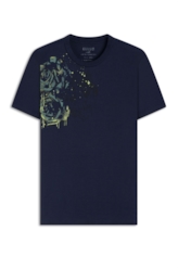 T-Shirt Cotton Fine Rock Roses Classi Dark Navy