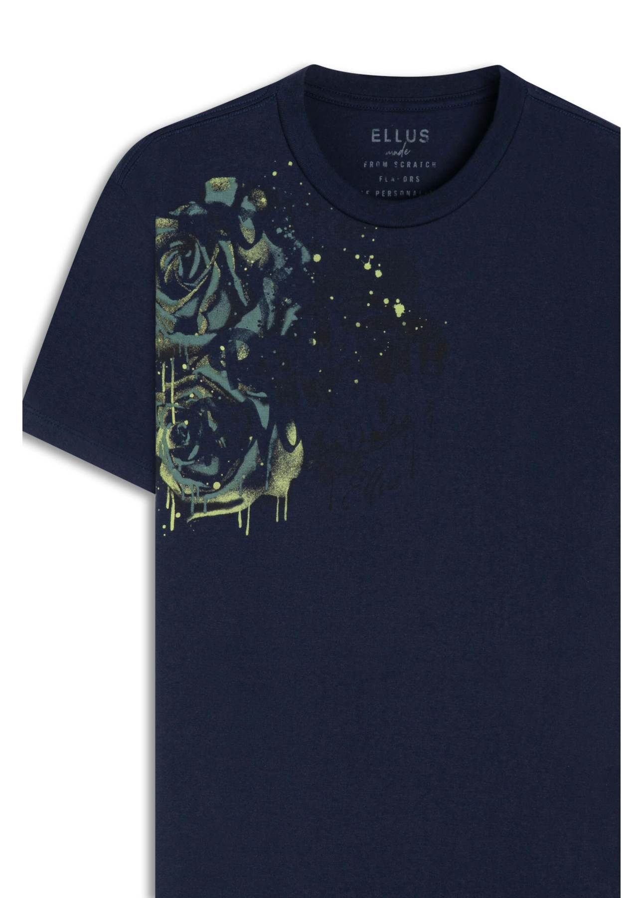 T-Shirt Cotton Fine Rock Roses Classi Dark Navy