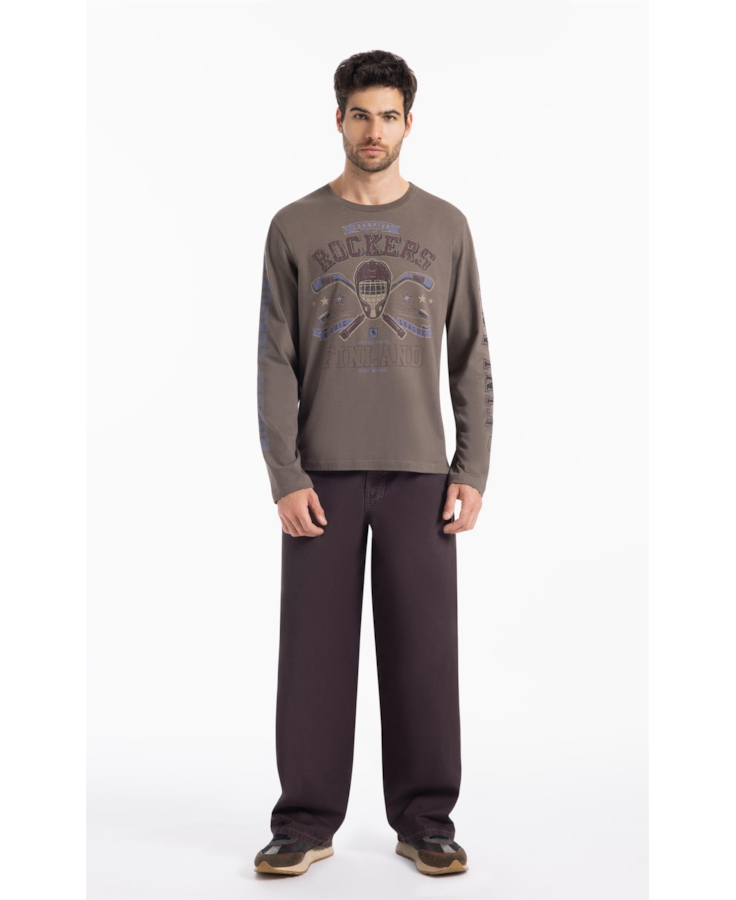 T-Shirt Cotton Fine Rockers Tabaco