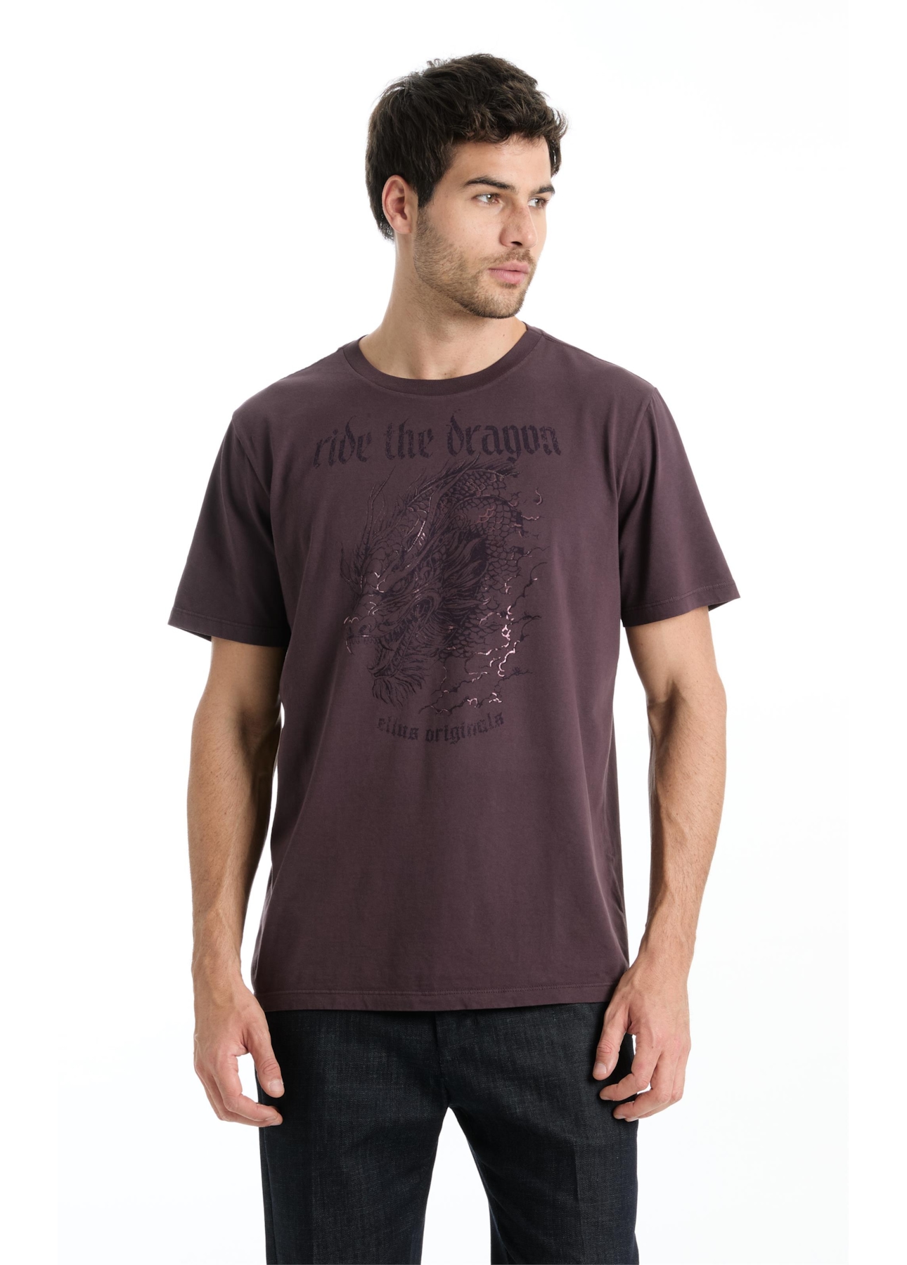T-Shirt Cotton Finen Ride The Dragon Classic Roxo