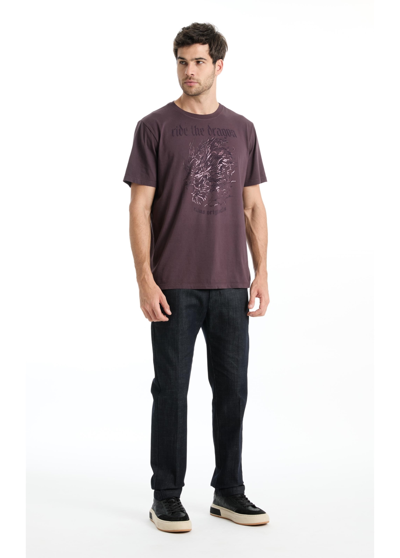 T-Shirt Cotton Finen Ride The Dragon Classic Roxo