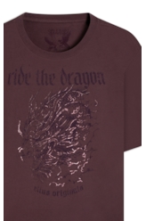 T-Shirt Cotton Finen Ride The Dragon Classic Roxo