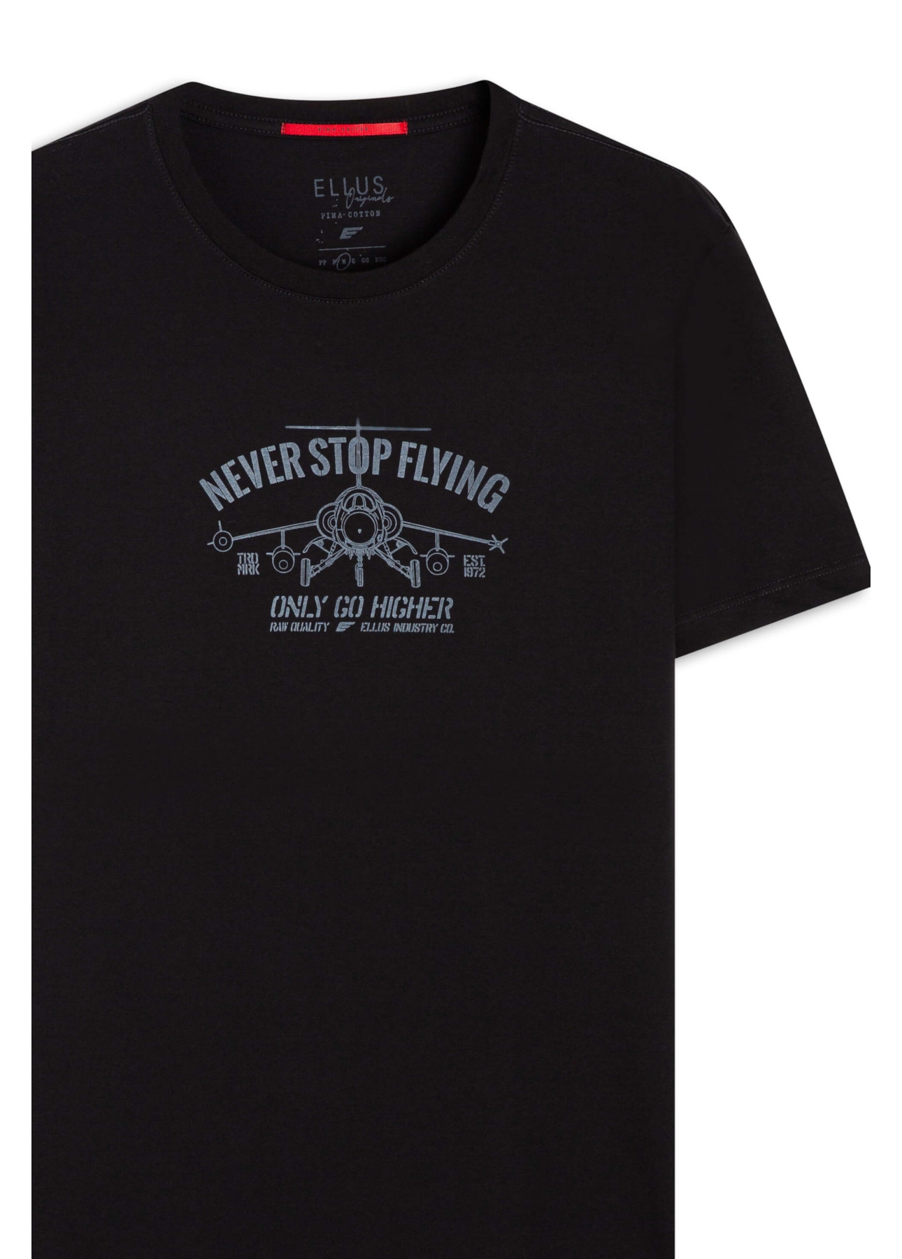 T-Shirt Cotton Pima Never Stop Flying Preto