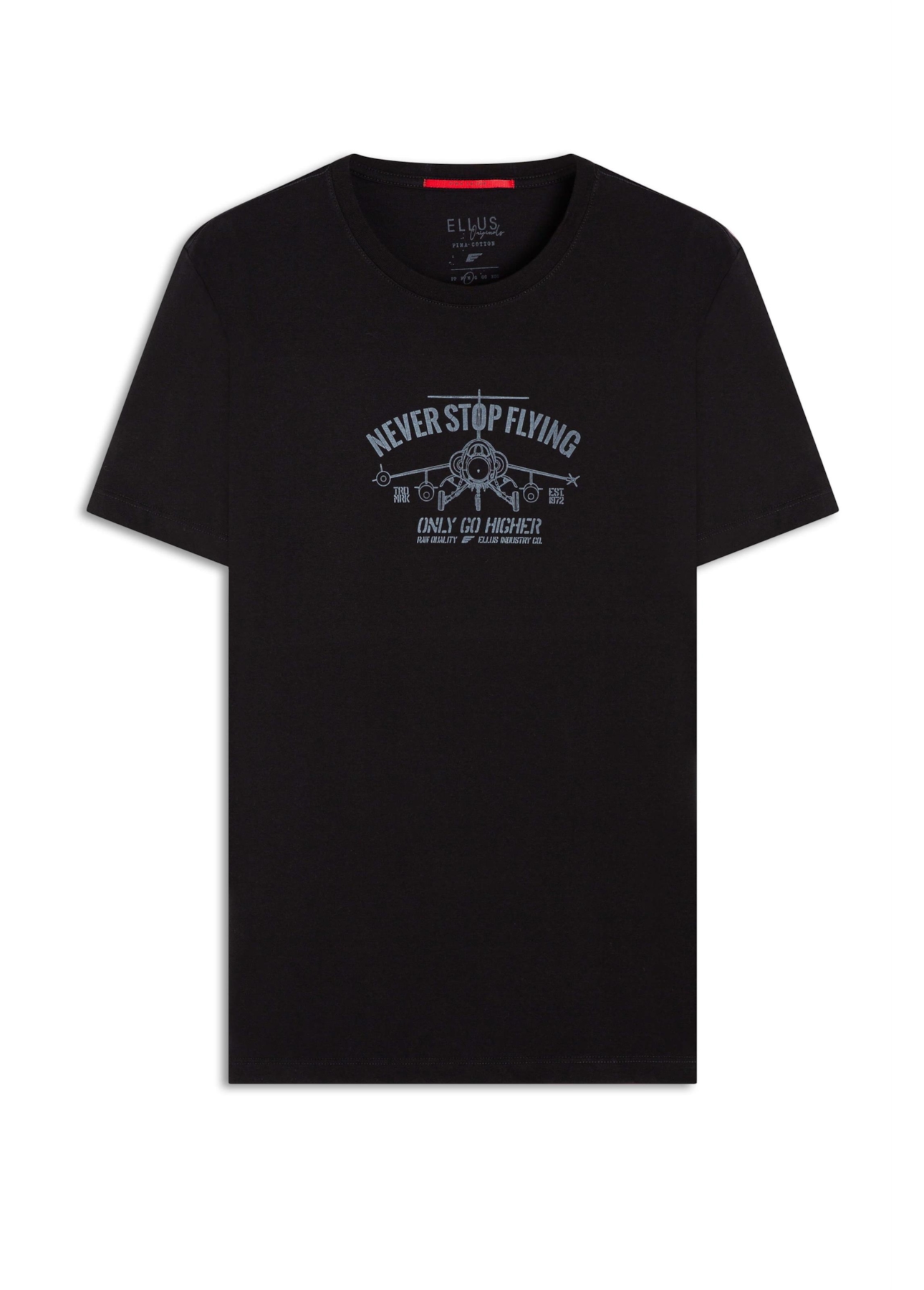 T-Shirt Cotton Pima Never Stop Flying Preto