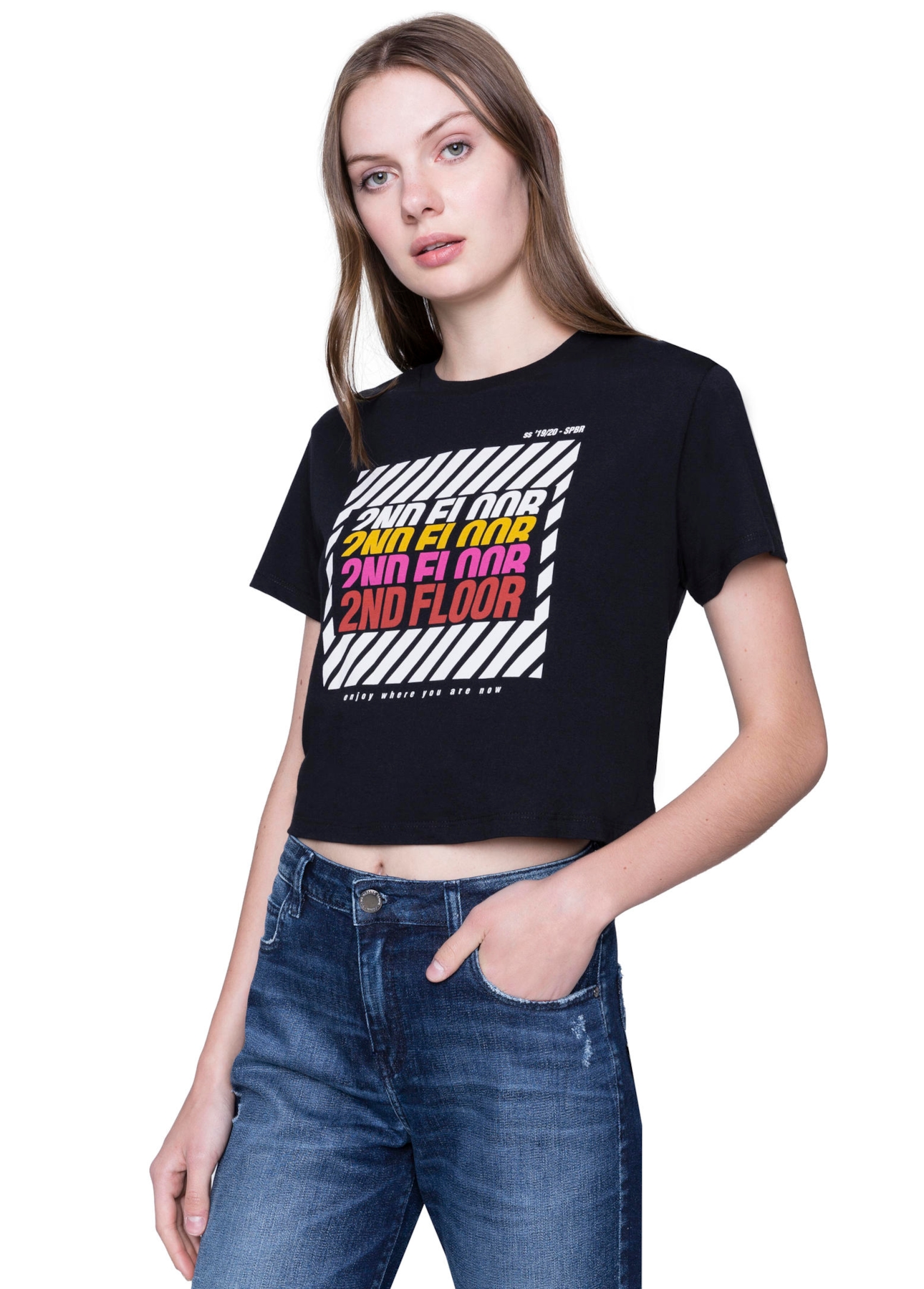 T-Shirt Cropped Alert Preto