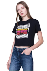 T-Shirt Cropped Alert Preto