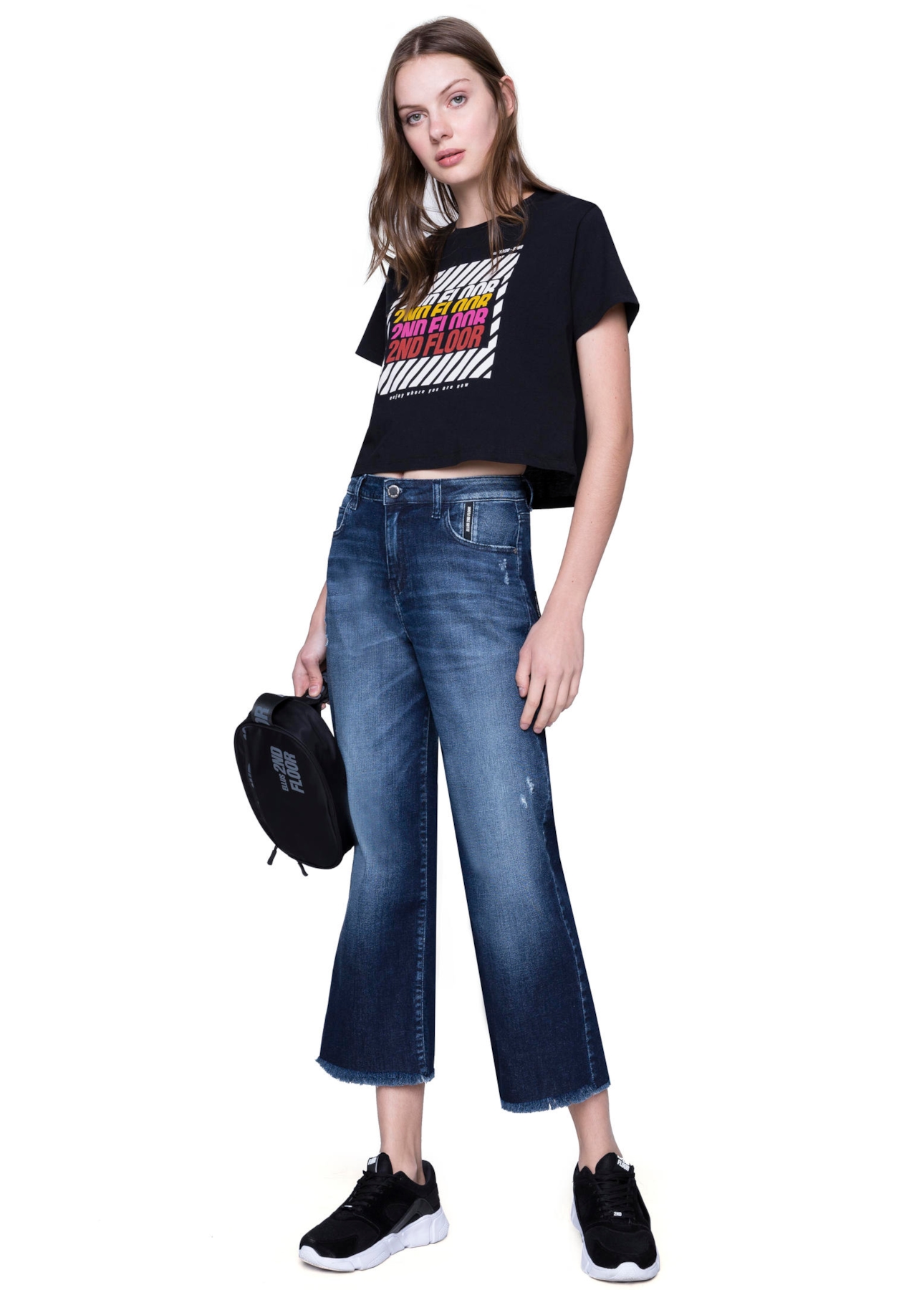 T-Shirt Cropped Alert Preto