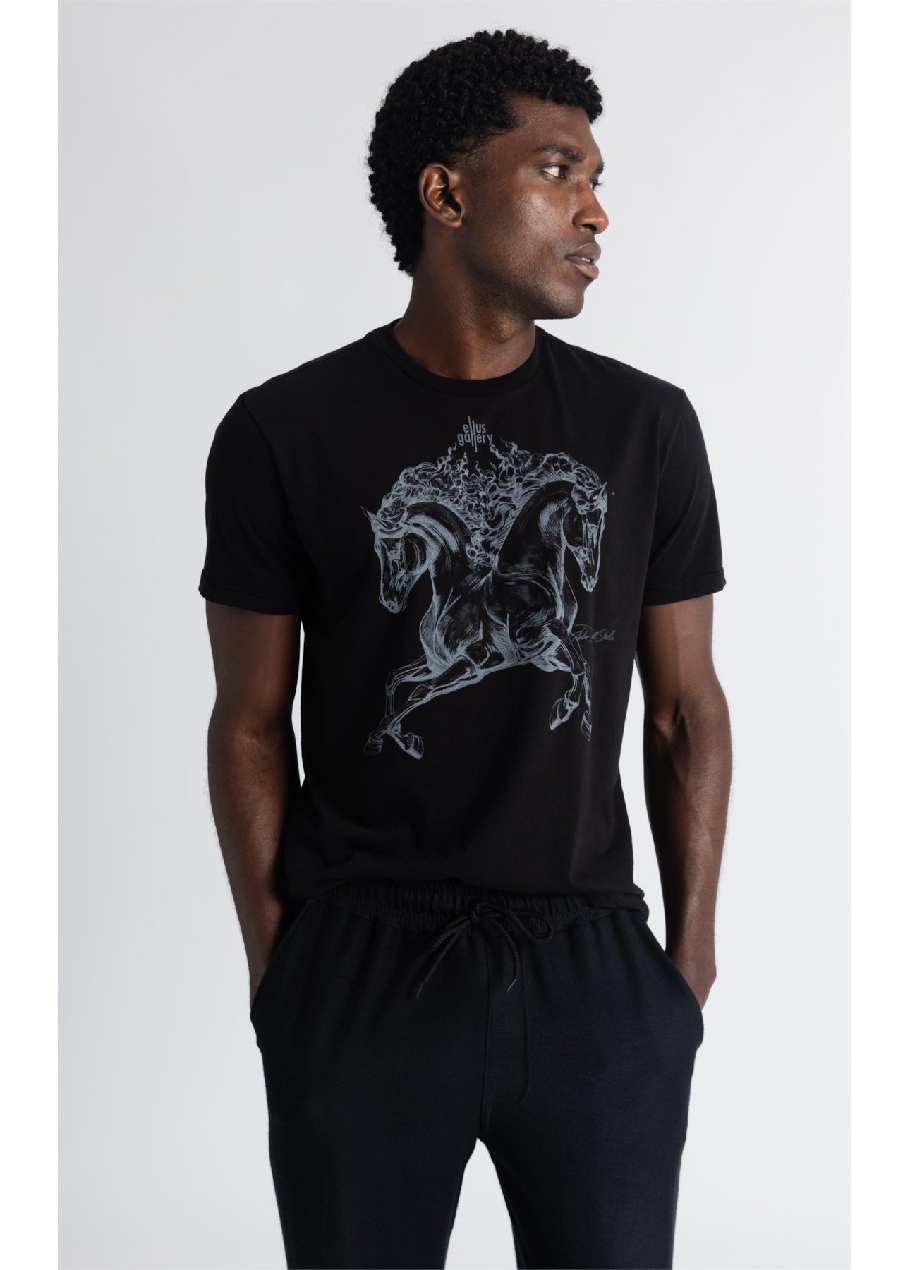 T-Shirt Double Horse Gallery Classic Preto