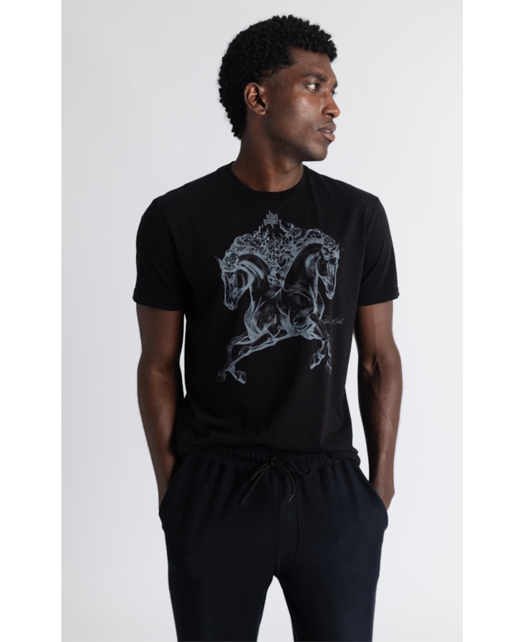 T-Shirt Double Horse Gallery Classic Preto