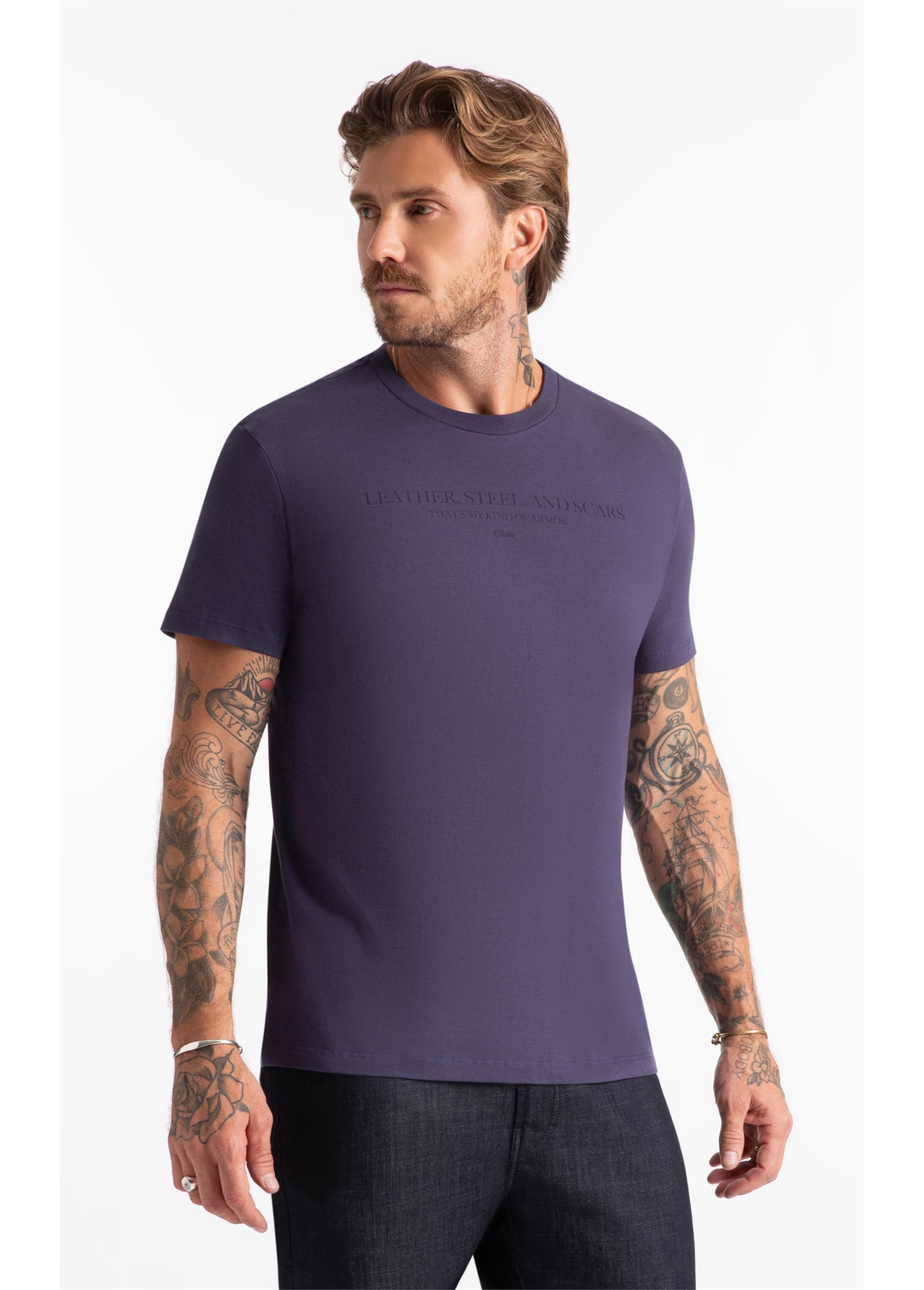 T-Shirt Fine Leather Steel Purple Blue