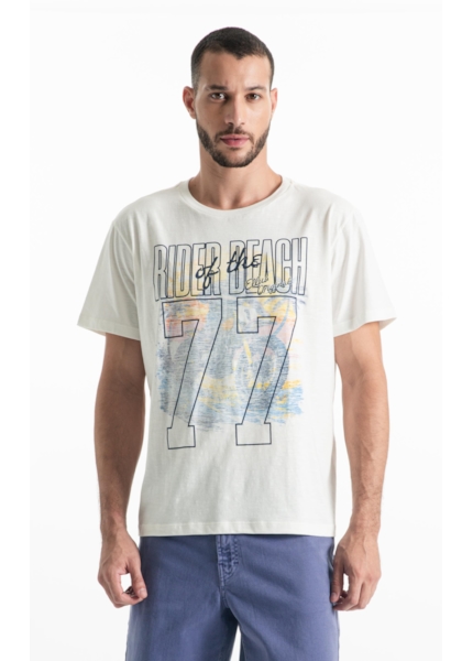 T-Shirt Flamê Rider Of The Beach Off White