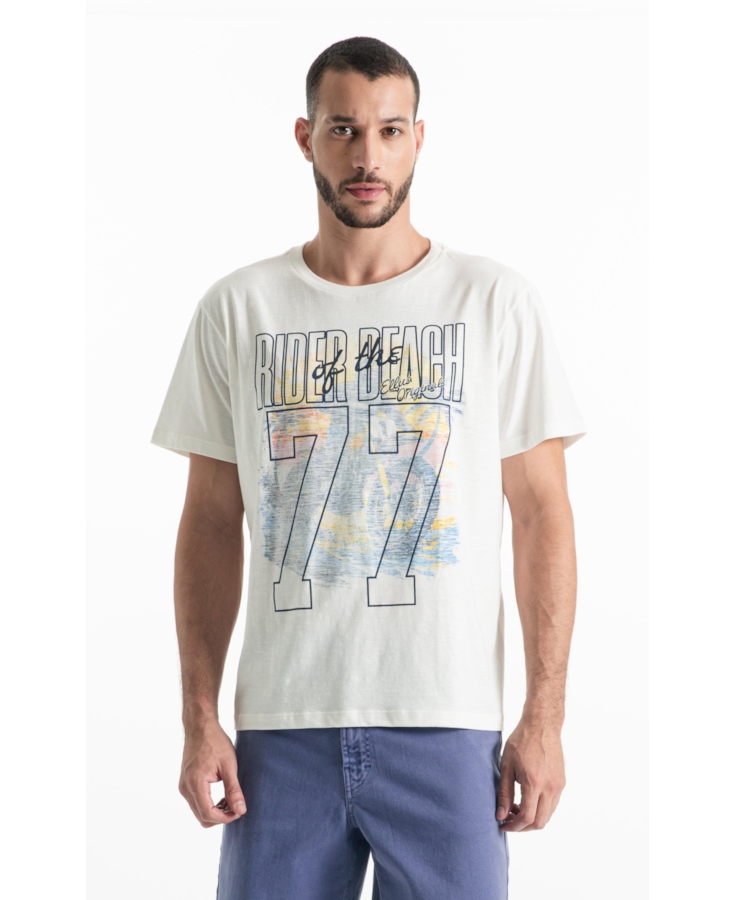 T-Shirt Flamê Rider Of The Beach Off White