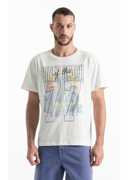 T-Shirt Flamê Rider Of The Beach Off White