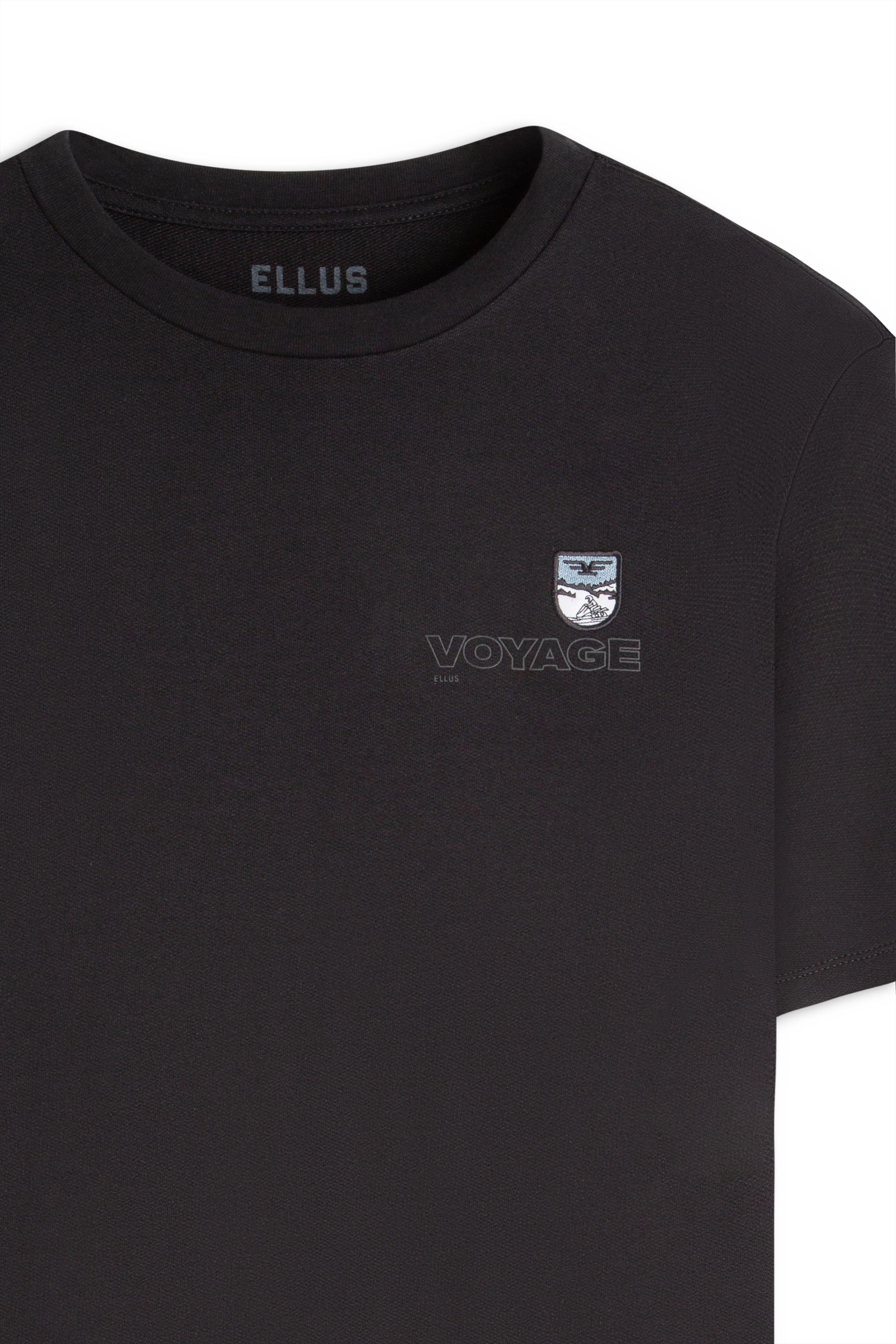 T-Shirt Fleece Flower Embroidery Preto
