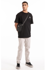 T-Shirt Fleece Flower Embroidery Preto