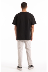 T-Shirt Fleece Flower Embroidery Preto