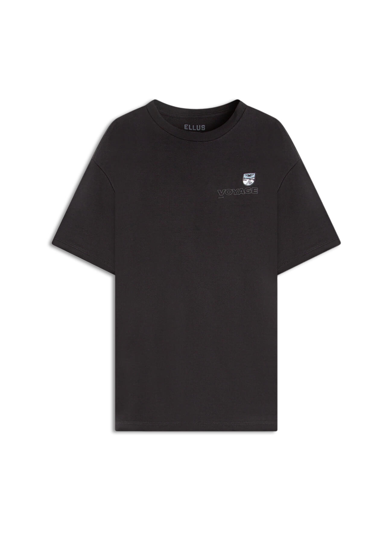 T-Shirt Fleece Flower Embroidery Preto