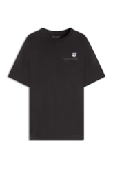 T-Shirt Fleece Flower Embroidery Preto