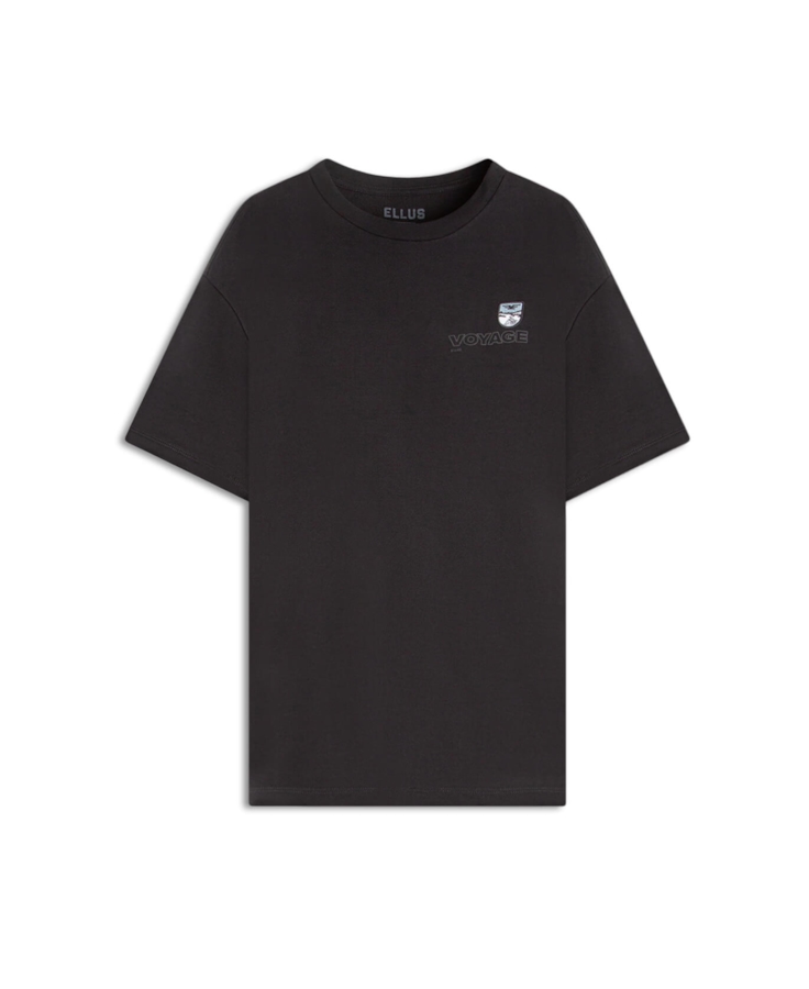 T-Shirt Fleece Flower Embroidery Preto