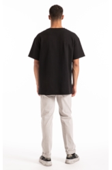 T-Shirt Fleece Flower Embroidery Preto