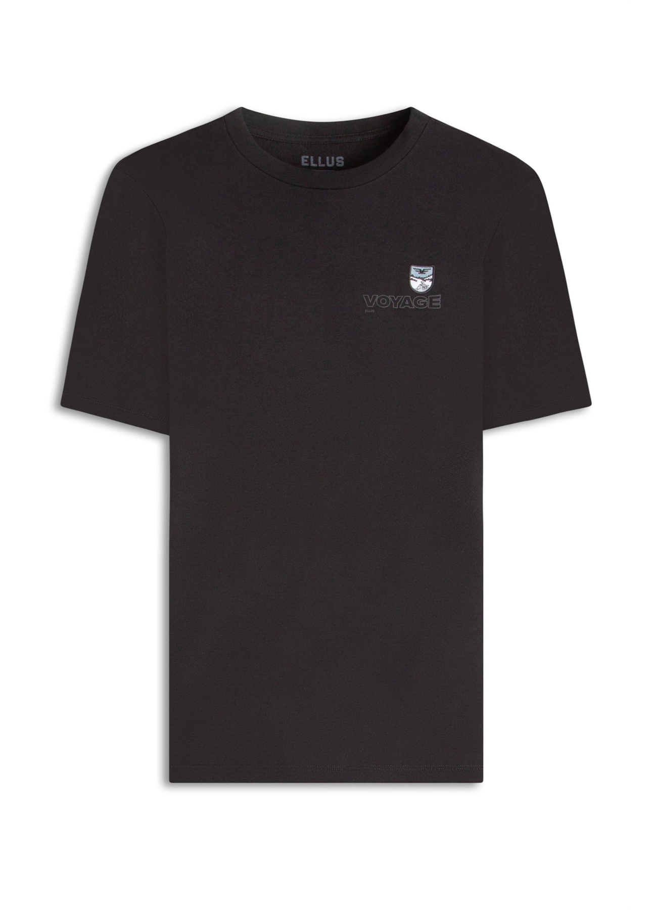 T-Shirt Fleece Flower Embroidery Preto