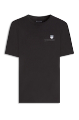 T-Shirt Fleece Flower Embroidery Preto