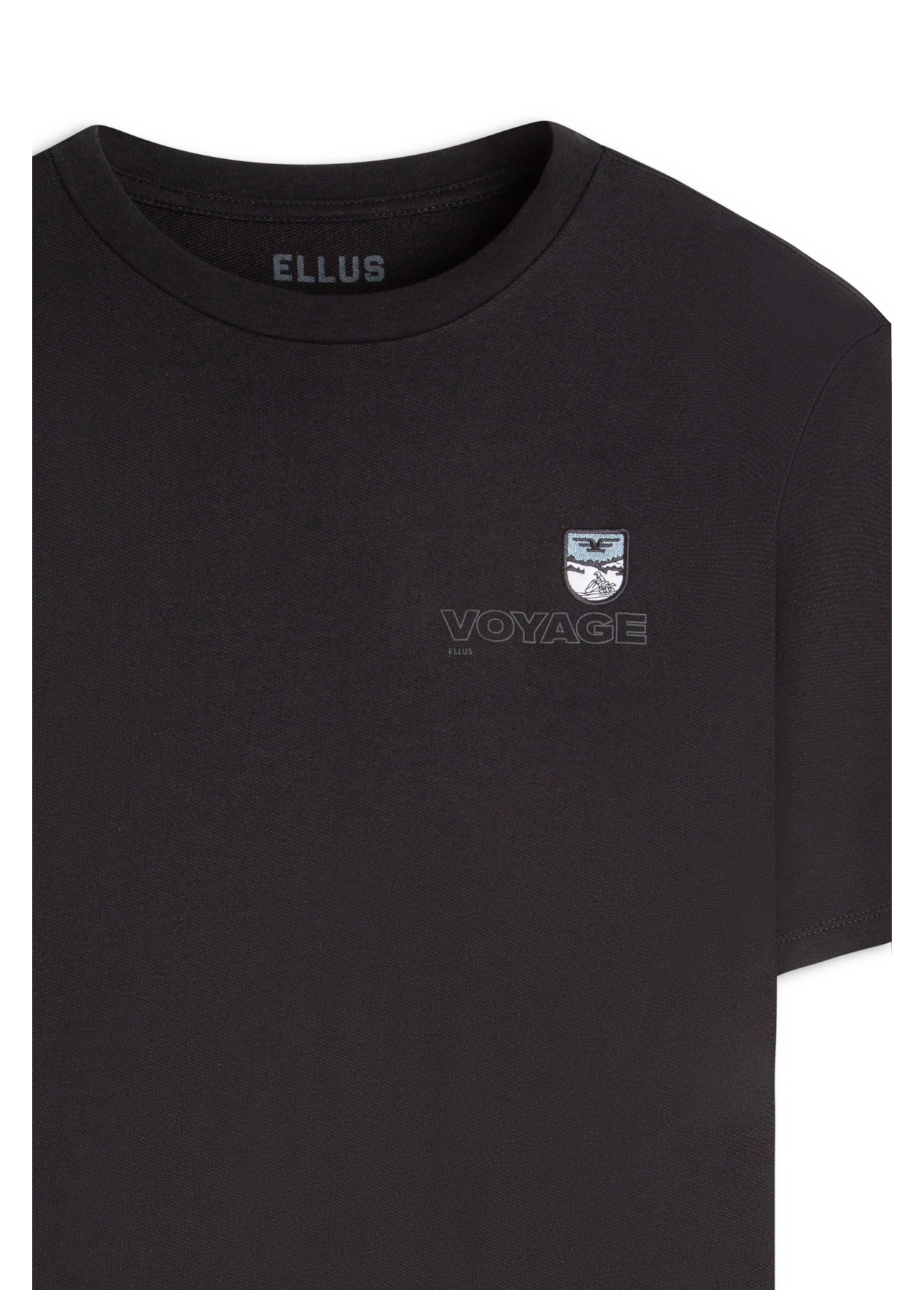 T-Shirt Fleece Flower Embroidery Preto