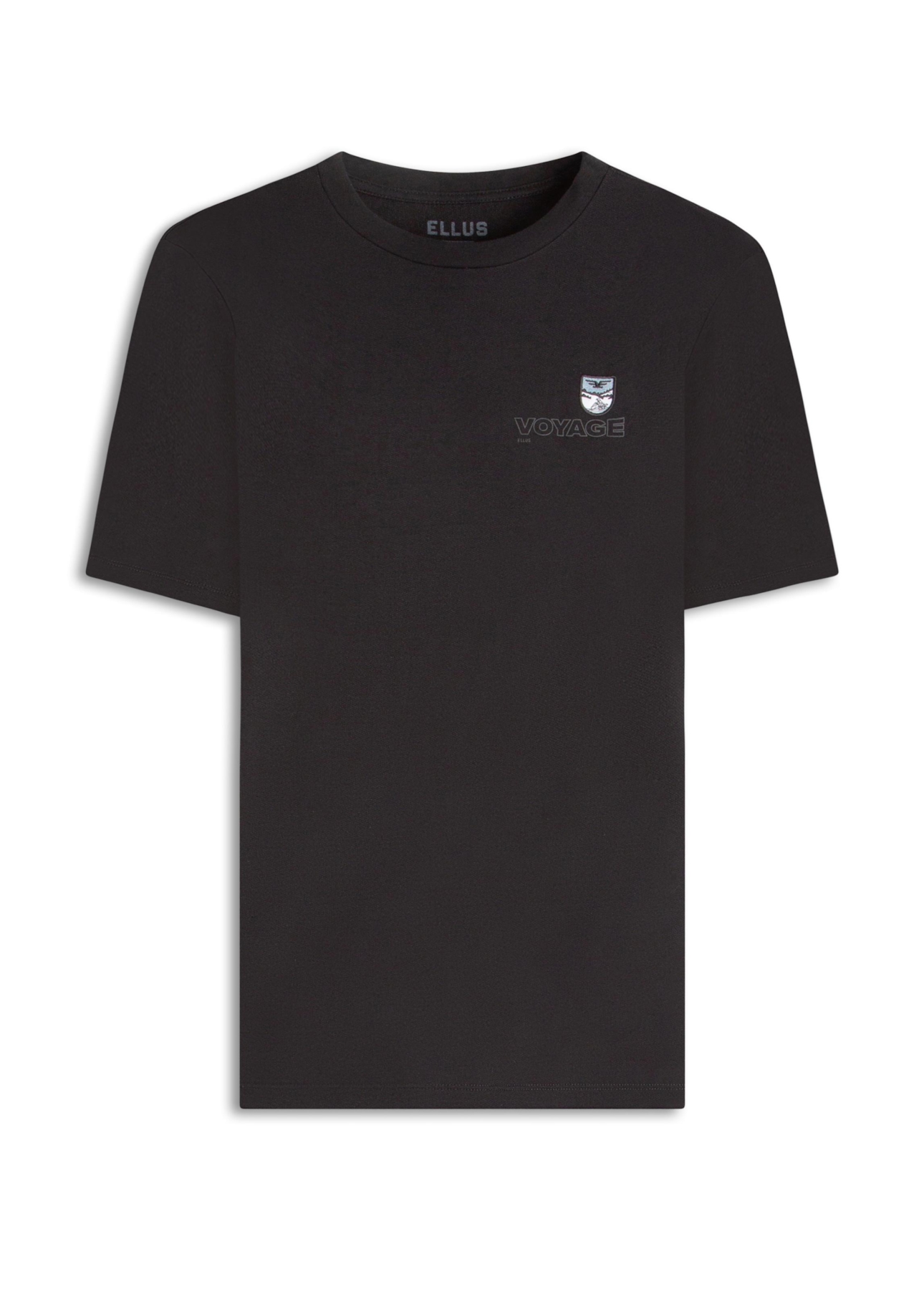 T-Shirt Fleece Flower Embroidery Preto