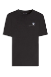 T-Shirt Fleece Flower Embroidery Preto