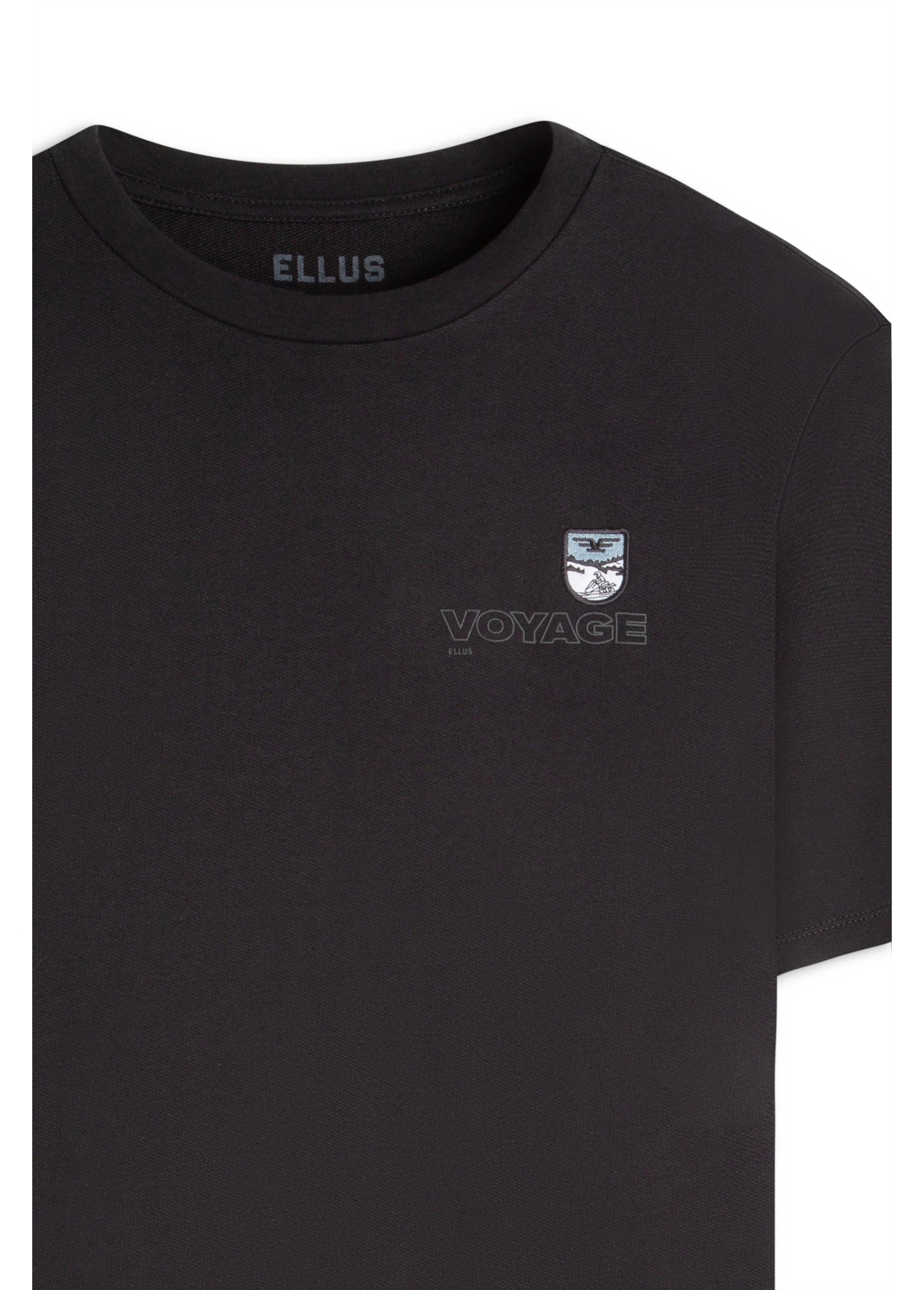 T-Shirt Fleece Flower Embroidery Preto