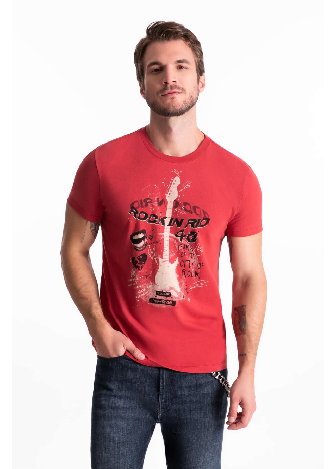 T-Shirt Guitar Rock Classic Cereja