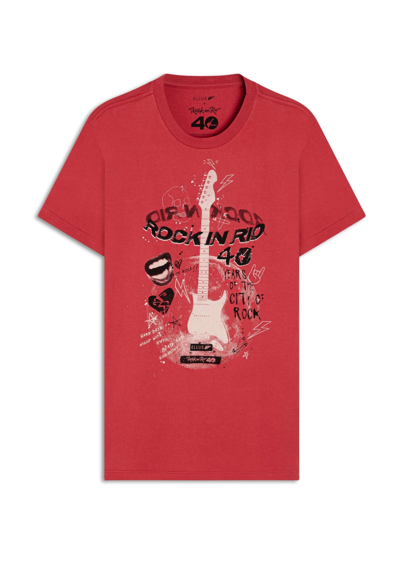 T-Shirt Guitar Rock Classic Cereja