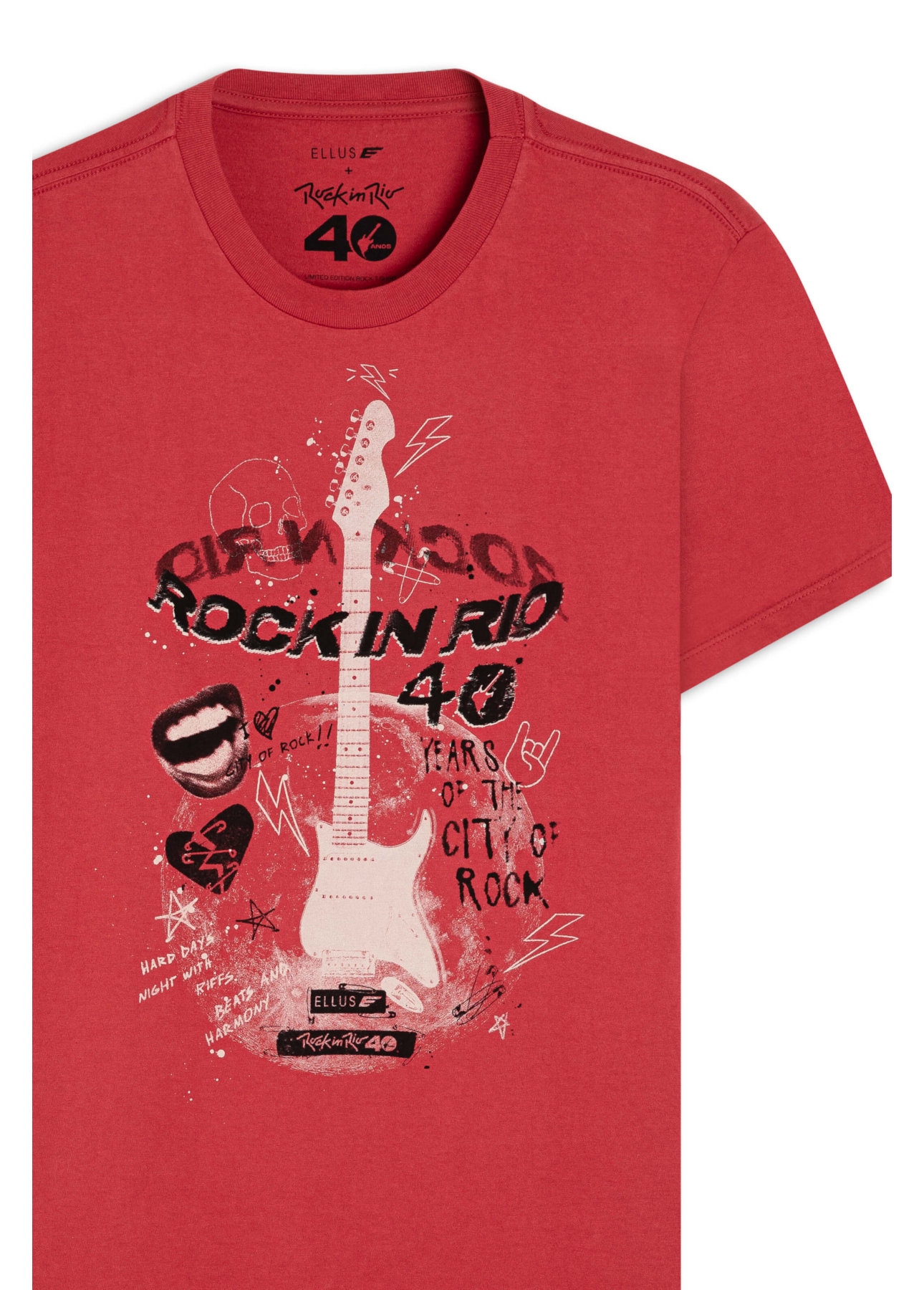 T-Shirt Guitar Rock Classic Cereja