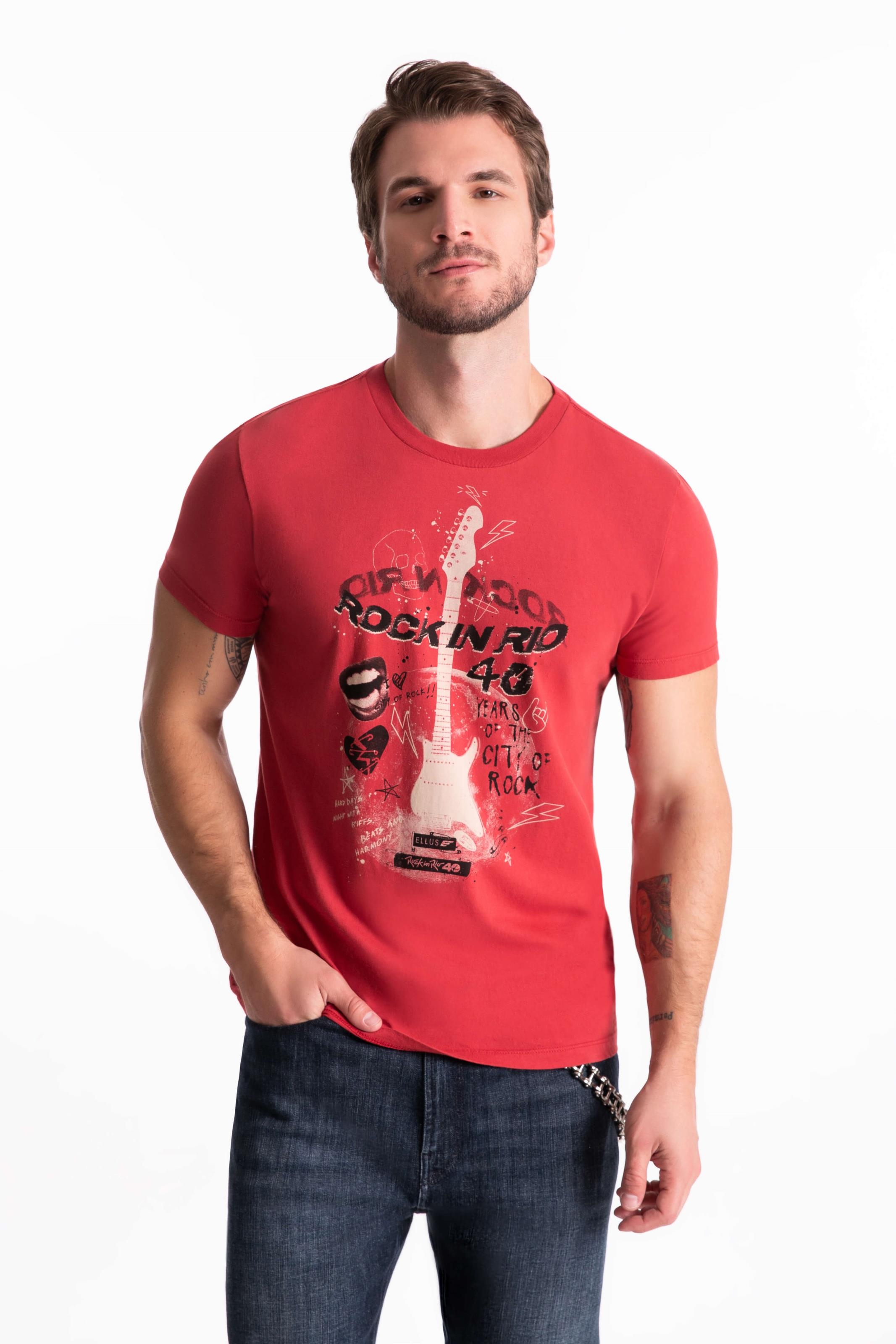 T-Shirt Guitar Rock Classic Cereja