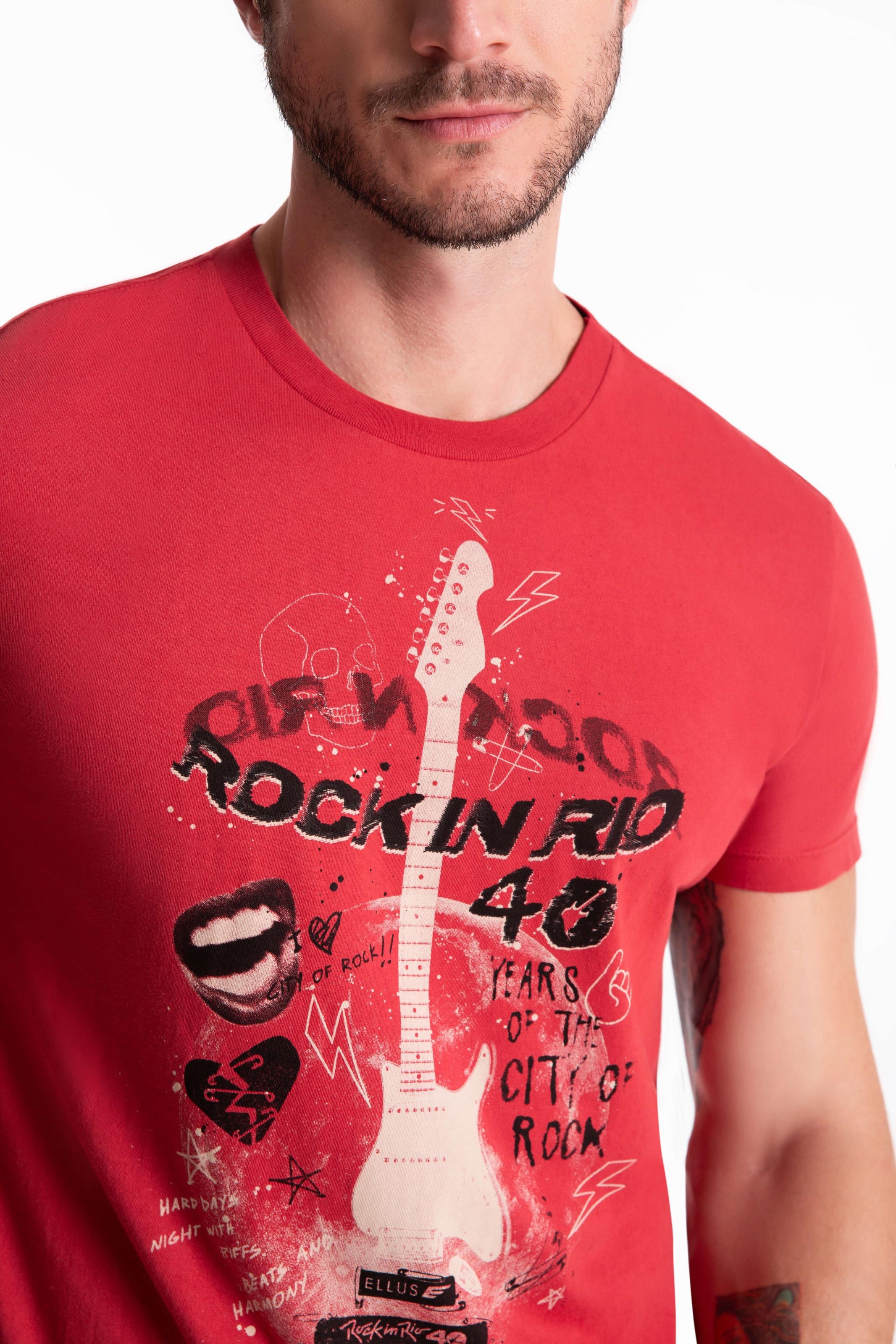 T-Shirt Guitar Rock Classic Cereja