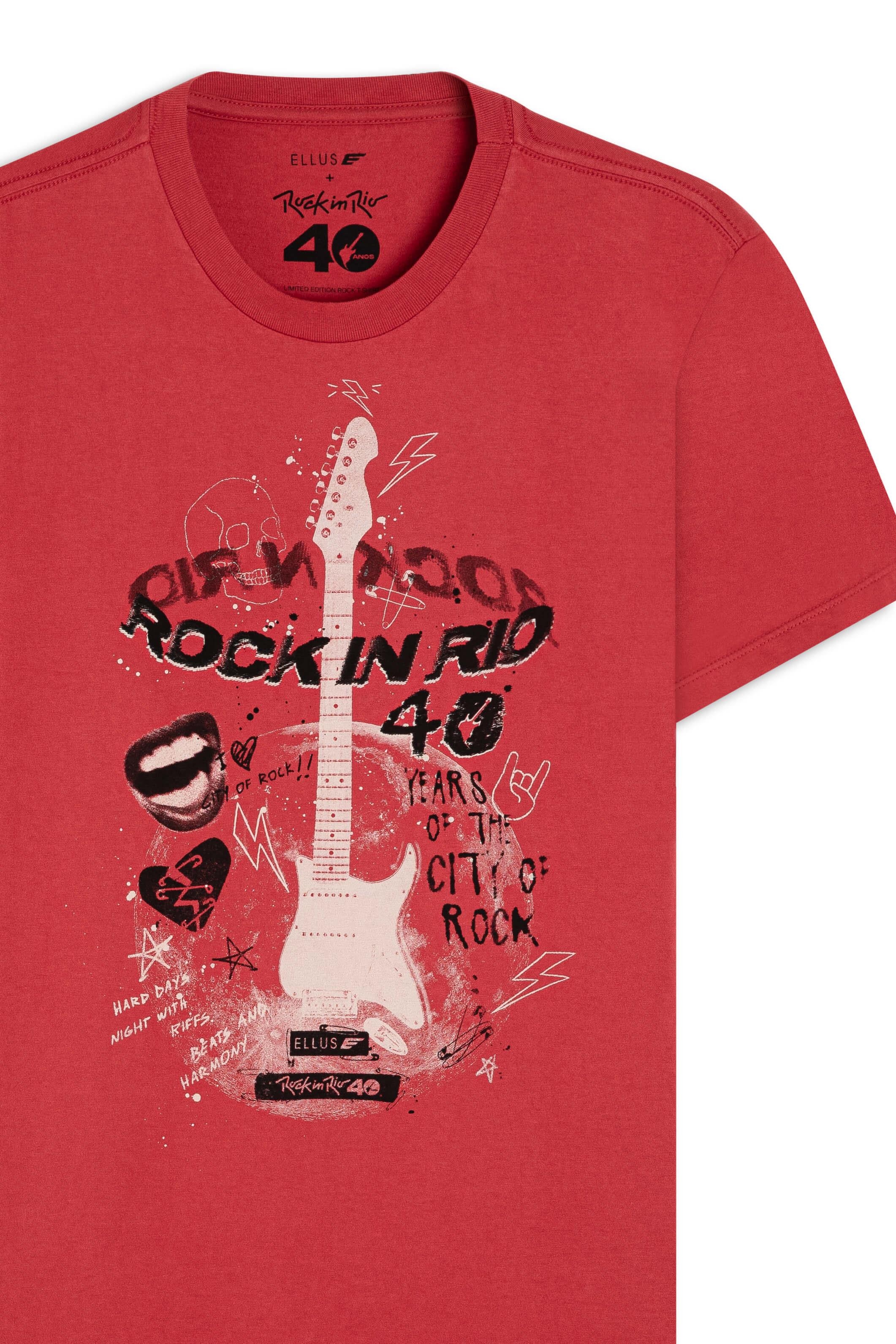 T-Shirt Guitar Rock Classic Cereja
